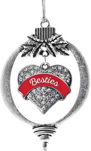 Vista 143 de Inspired Silver Adornos festivos de dije de corazón pave de plata con circonitas cúbicas