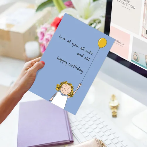 Vista 6 de Divertida tarjeta de cumpleaños para amigos, bonita tarjeta de cumpleaños para mujeres, mira a ti, todo lindo y viejo, tarjeta de regalo