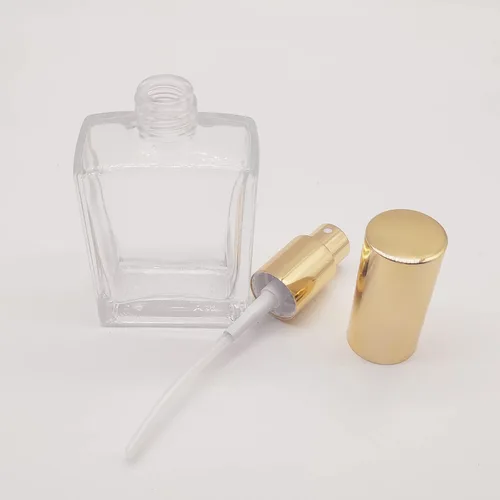 Vista 5 de Botella de spray de vidrio cuadrada de 8 piezas, pequeño recipiente recargable con niebla fina srpayer, botella de perfume
