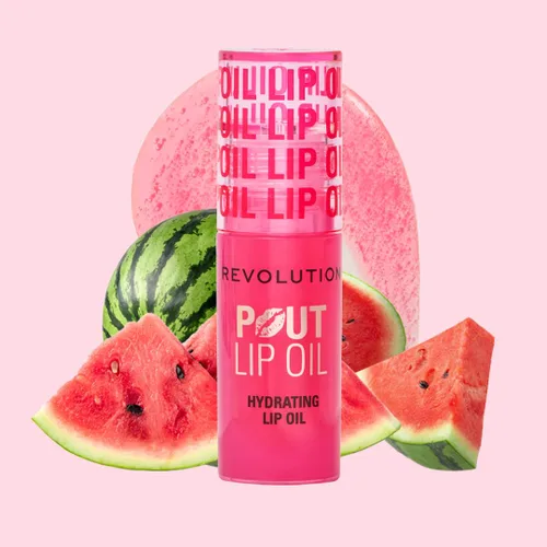 Vista 6 de Revolution Pout - Aceite de labios color rosa sandía