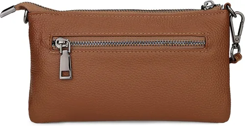 Vista 4 de Uromee Cartera de mano para mujer, de piel auténtica, con cadena de hombro desmontable