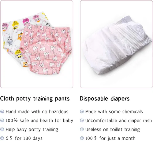 Vista 4 de Pantalones de entrenamiento para ir al baño para niñas 2T, 3T, 4T, ropa interior de entrenamiento para bebés y niñas, paquete de 4, 1 Count