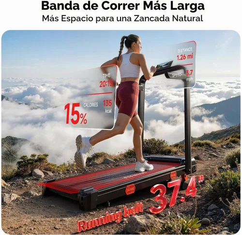 Vista 6 de RHYTHM FUN Almohadilla para caminar inclinada con barra de asa, cinturón Negro mate