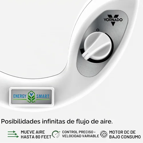 Vista 3 de Vornado Ventilador circulador de aire mediano inteligente eléctrico con control de velocidad variable 610DC