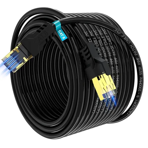 Vista 9 de Cable Ethernet Cat 8 de 3 pies, 6 pies, 10 pies, 20 pies, 40 pies, 50 pies, 100 pies, 150 pies, 40 pies, 40 Gbps, 2000 Mhz, 26 AWG, conector RJ45