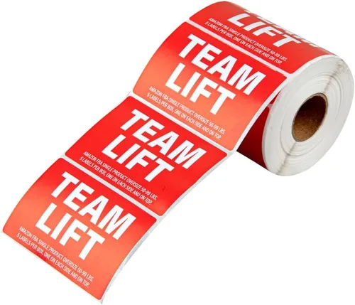 Vista 8 de Restaurantware Label Tek - Calcomanías de embalaje de 2 x 2 pulgadas, 500 etiquetas de envío de alta calidad, advertencia de asfixia, papel blanco