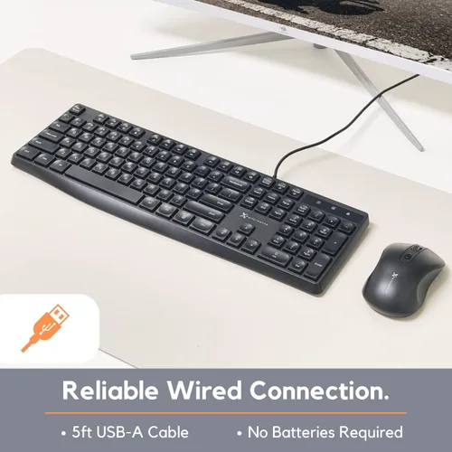 Vista 3 de X9 Performance Teclado con cable, teclado ergonómico ultra delgado de tamaño completo para computadora, teclado USB básico para computadora