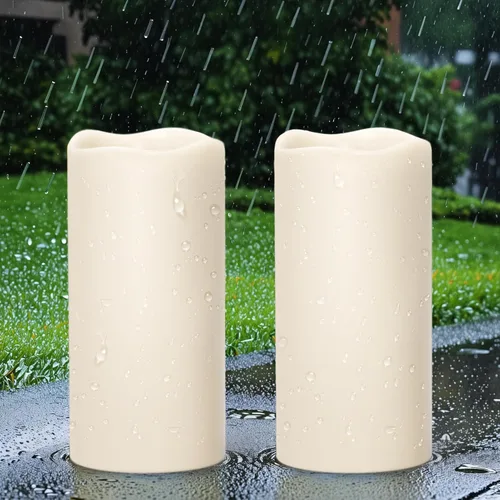 Vista 7 de GenSwin Velas LED parpadeantes sin llama de 4 x 6.5 pulgadas, funcionan con pilas con temporizador de 6 horas, velas votivas de cera real cálida