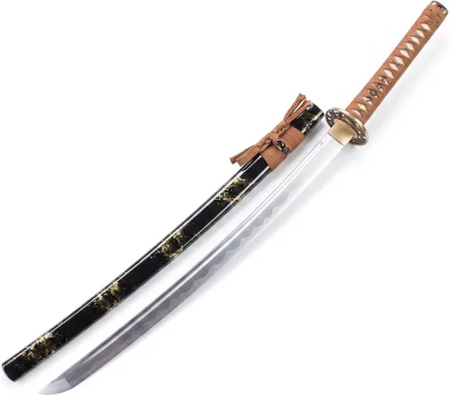 Vista 14 de Katana Sword, Handmade Samurai Sword 9260 Spring Steel - Plum Blossom Design, Full Tang & Clay Tempered - Ideal for Training, Practice, Collection &