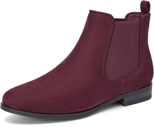 Vista 12 de Botas de tobillo con cordones para mujer, botas Chelsea elásticas con punta redonda estilo occidental, tacón bajo Albaricoque 1