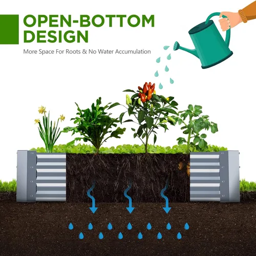 Vista 5 de PETNOZ - Kit de cama de jardín elevada galvanizada de 8 x 4 x 1 pies, cajas de jardín elevadas de fácil instalación rápida al aire libre con estaca