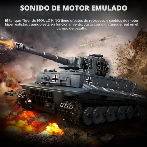 Vista 3 de Mould King MOC - Bloques de construcción de tanque de tigre, control remoto por aplicación, kit de bloques de construcción de modelo de vehículo