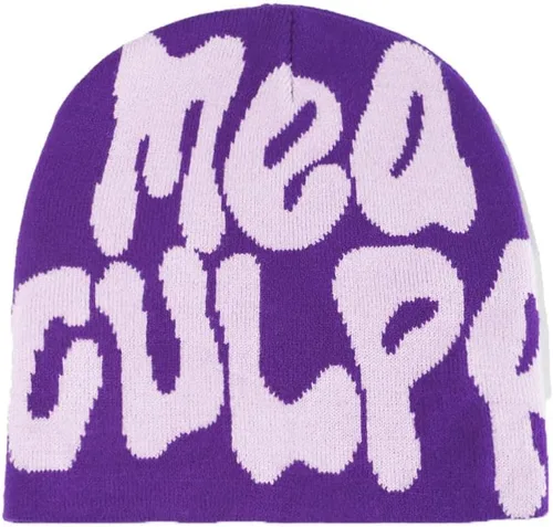 Vista 2 de Gorro para mujer, Y2K MEA Culpa, tendencia de moda, clásico, inalámbrico, de invierno, de punto, gorro de invierno cálido