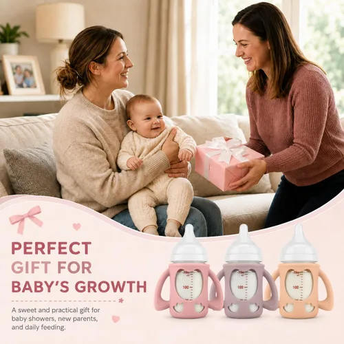 Vista 7 de Paquete de 3 asas y soportes para biberones para paloma y rosa+beige+gris