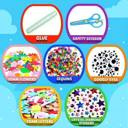 Vista 4 de Goody King Suministros de artes y manualidades para niños – Kit de tarros de suministros de arte para estudiantes de 4 5 6 7 8 9 10 años – Juego