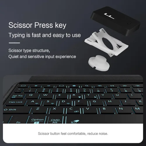 Vista 5 de Funda de teclado para Samsung Galaxy Tab A8 de 10.5 pulgadas 2022, retroiluminación de 7 colores, trackpad multitáctil, funda magnética desmontable