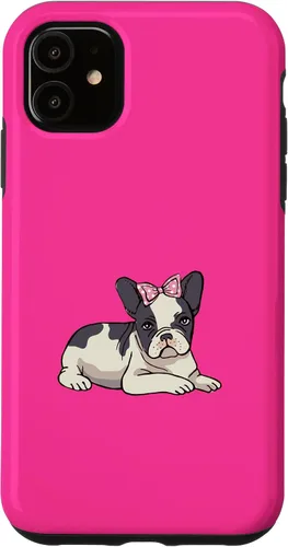 Vista 5 de iPhone 15 Francés Bulldog Francés Perro Cachorro Lindo Arco Mascota Cachorros Amor Caso