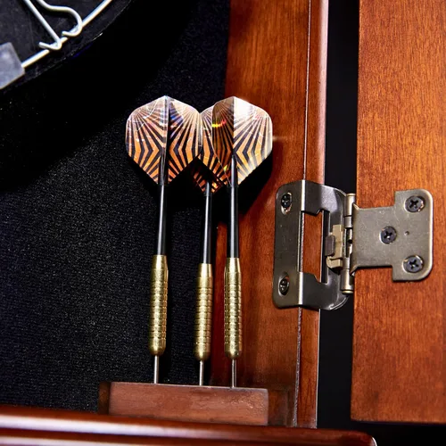 Vista 4 de Barrington Billiards Gabinete de dardos de madera Chatham con tablero de dardos de cerdas de 18" y juego de dardos con punta de acero