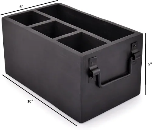 Vista 5 de EDHAS Organizador de cubiertos de madera de mango con 4 compartimentos, soporte para utensilios de cubiertos con servilletero para cocina, comedor
