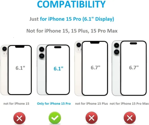 Vista 2 de ONETOP - Funda tipo cartera para iPhone 15 Pro con soporte para tarjetas, anillo de rotación de 360°, bloqueo RFID, piel sintética, doble cierre