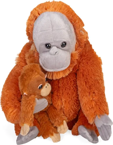 Vista 2 de Wild Republic Peluche de orangután de mamá y bebé, juguete de peluche, regalos para niños, animales de zoológico, 12 pulgadas