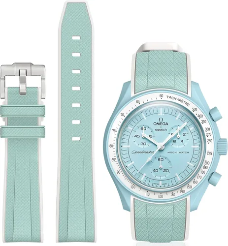 Vista 13 de Correa Stanchev para reloj Moonswatch, correa de silicona suave curvada sin espacio de 20mm para reloj Omega X Swatch Speedmaster, correa