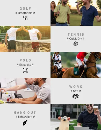 Vista 5 de TELALEO Paquete de 45 camisas polo para hombre, secado rápido, manga corta, para golf, rendimiento que absorbe la humedad, entrenamiento casual