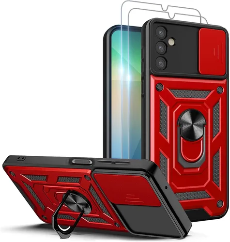 Vista 10 de Funda para teléfono Galaxy A06 4G: con protector de pantalla de 2 piezas, cubierta deslizante para cámara y soporte multiángulo para Samsung Galaxy