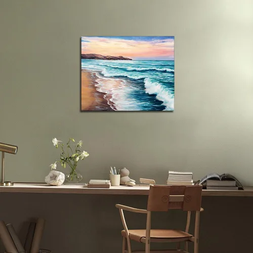 Vista 4 de TUMOVO Pintura por números para adultos, kits de pintura de playa por números, pintura al óleo de paisaje costero colorido para adultos, kit