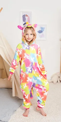 Vista 3 de Pijama de una pieza de unicornio para niños, disfraces de Halloween