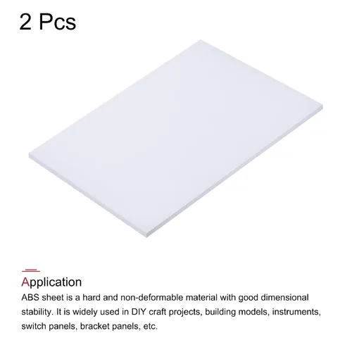 Vista 3 de MECCANIXITY Hoja de plástico ABS blanco de 7 x 4 x 0.2 pulgadas para modelo de construcción, manualidades de bricolaje, panel, paquete de 2