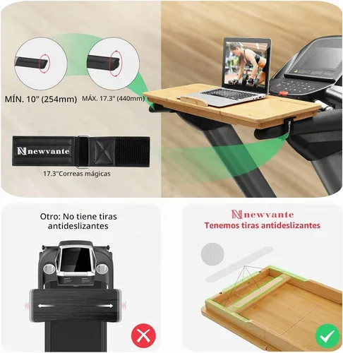 Vista 6 de Nnewvante Accesorio de escritorio para caminadora de bambú, soporte para computadora portátil, estación de trabajo, bandeja ajustable