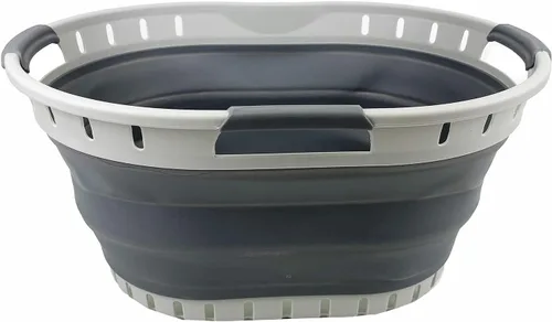 Vista 3 de SAMMART Cesta plegable de plástico para la ropa sucia de 25 litros (6.6 galones), contenedor de almacenamiento plegable, organizador y tina