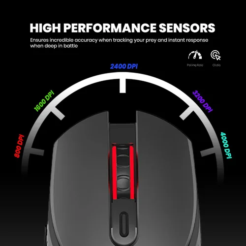 Vista 3 de Ratón de computadora con tres modos (Bluetooth/2.4G/cableado), mouse ligero con base de carga magnética, carcasa de panal, iluminación RGB