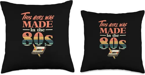 Vista 3 de This girl was made in the 80s music cassette 80s nostalgia Throw Pillow