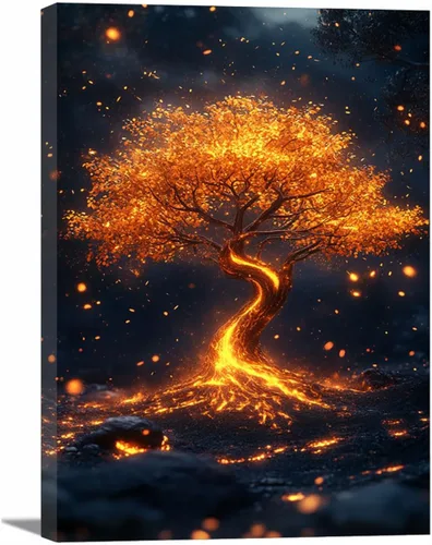 Vista 31 de VOCBAN Nature Tree of Life Abstract Pictures Canvas Painting Large Modern Canvas Wall Art Colorful Trees Living Room Wall Decor Plant Prints(black