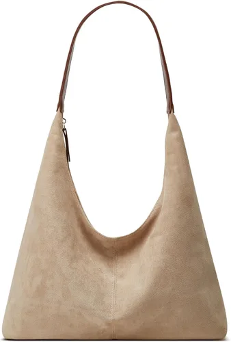 Vista 11 de Bolso de hombro de ante moderno para mujer, bolsa de mano, bandolera, bolso con asa superior, bolso para viajes, universidad, trabajo