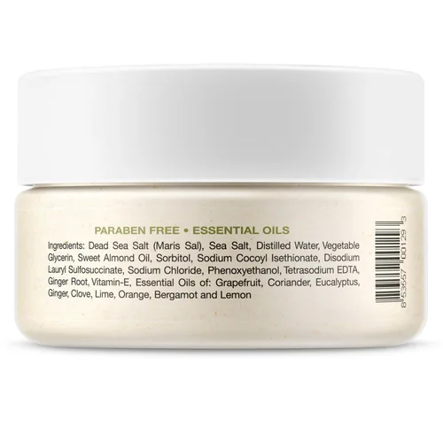 Vista 7 de Deluvia - Exfoliante corporal hidratante con aceites esenciales de jengibre y cítricos y minerales del mar muerto, paquete de 2
