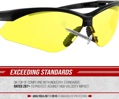 Vista 2 de Glove Station Optic Max Anti-Fog Safety Glasses for Men & Women Clear, Amber & Gray Lenses, Anti-Fog, Scratch-Resistant - ANSI Z87.1 Compliant