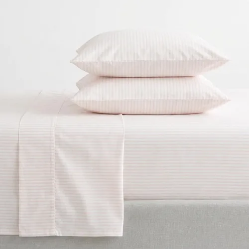 Vista 37 de Martha Stewart - Juego de sábanas tamaño individual con sábana bajera y funda de almohada, ropa de cama de percal de algodón con una sensación