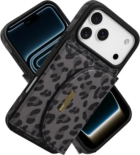 Vista 19 de Funda tipo cartera de Keallce para iPhone 14 Pro de 6.1 pulg., funda con tapa y ranuras para tarjetas, soporte con anillo, funda protectora de piel