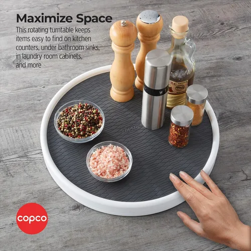 Vista 2 de Copco Pro - Mesa giratoria Lazy Susan de 15 pulgadas, organizador antideslizante para despensa o gabinete para especias, condimentos y botellas