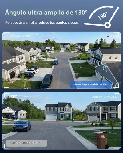 Vista 4 de OOSSXX (Actualización 2026) Sistema de cámara de seguridad para el hogar con cable 4K POE, gran angular de 130°, detección humana AI, sensor PIR