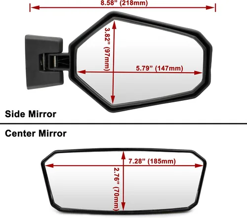 Vista 7 de SAUTVS Kit de espejo retrovisor central convexo ajustable y retrovisor lateral plegable para Can-Am Maverick Trail Sport Commander 2018-2026