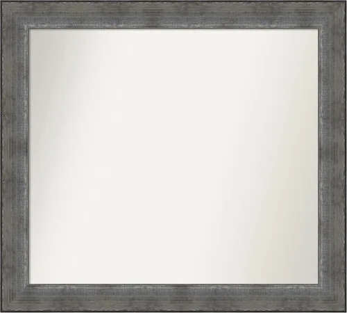 Vista 102 de Amanti Art Espejo de baño plateado para sobre el fregadero, 24 x 24 pulgadas, espejo cuadrado de peltre forjado a medida, marco de madera casual