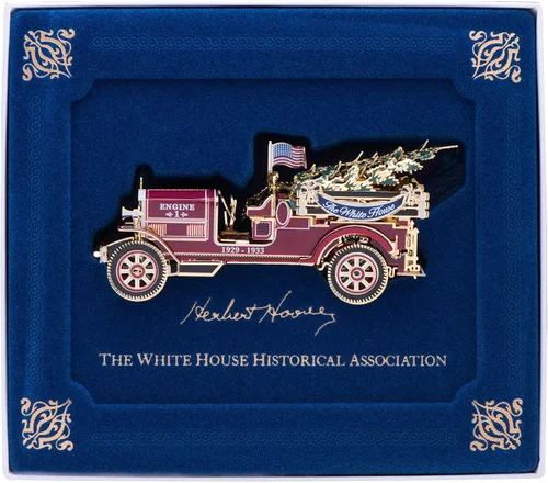 Vista 4 de 2016 Oficial Casa Blanca No Deslustrante 24k Oro Chapado En Oro Adorno De Navidad - Herbert Hoover