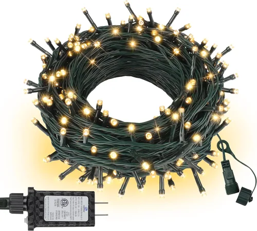 Vista 16 de Luces de cuerda de Halloween de 100 LED, 33 pies, luces titilantes naranjas y moradas con 8 modos, impermeables para decoración de fiesta