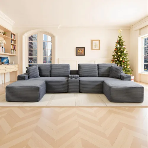 Vista 18 de Sofá seccional Cloud de 108 pulgadas, sofá seccional modular moderno con asiento profundo, sofás de pana sin estructura con chaise en forma de L