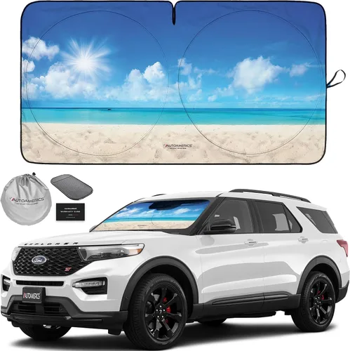 Vista 51 de Parasol de Parabrisas de Una Pieza - Parasol Cromado Líquido Plegable para Ventana Delantera de Auto para Carros SUV Camión - Protector Visor