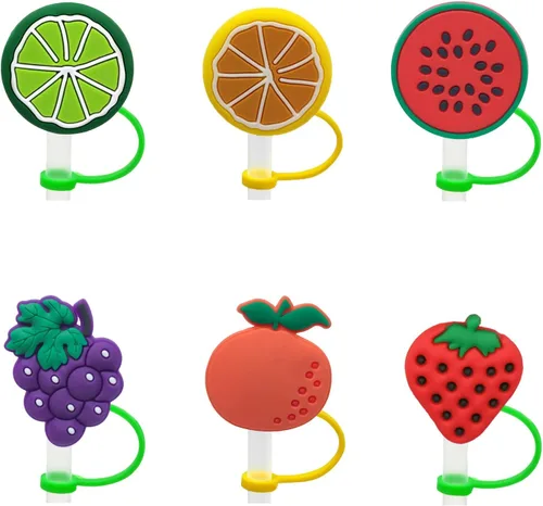 Vista 8 de 9 fundas de pajilla, reutilizables, a prueba de polvo, para vasos, de silicona, a prueba de salpicaduras, cubiertas de pajitas portátiles